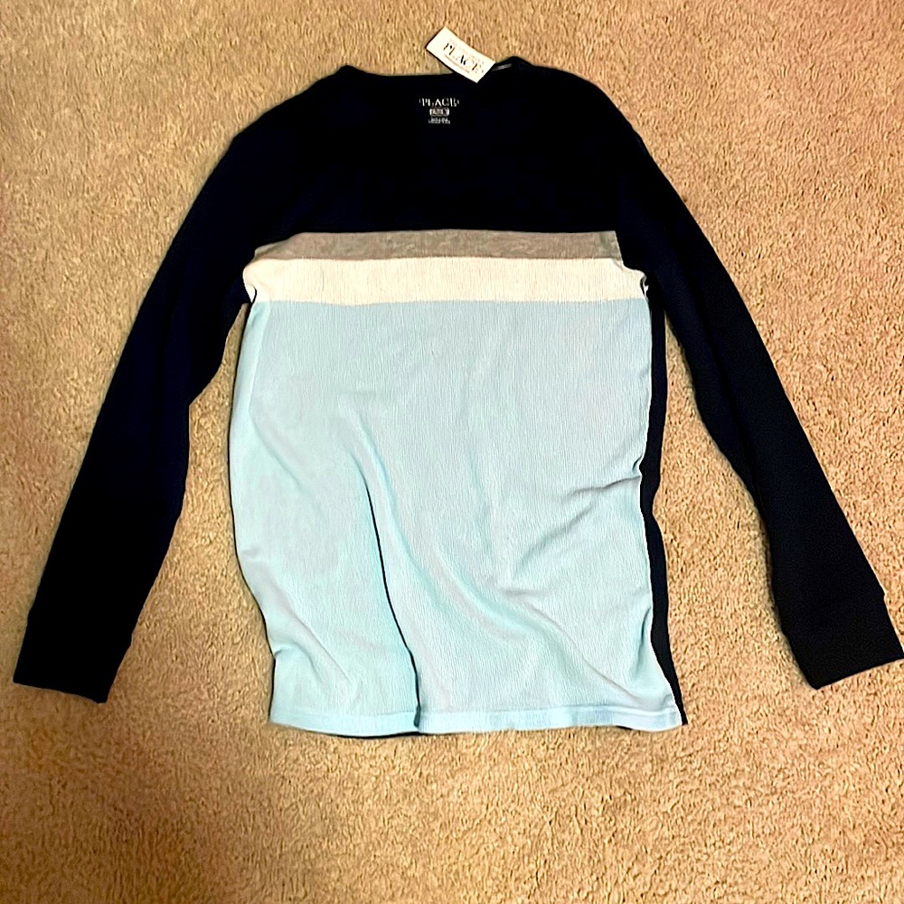 PLACE  Longsleeve Shirt-Navy, Gray, White, Light Blue - Youth XXL - Boys Size 16